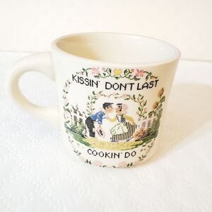 VTG Needlepoint Novelty Print Coffee Mug